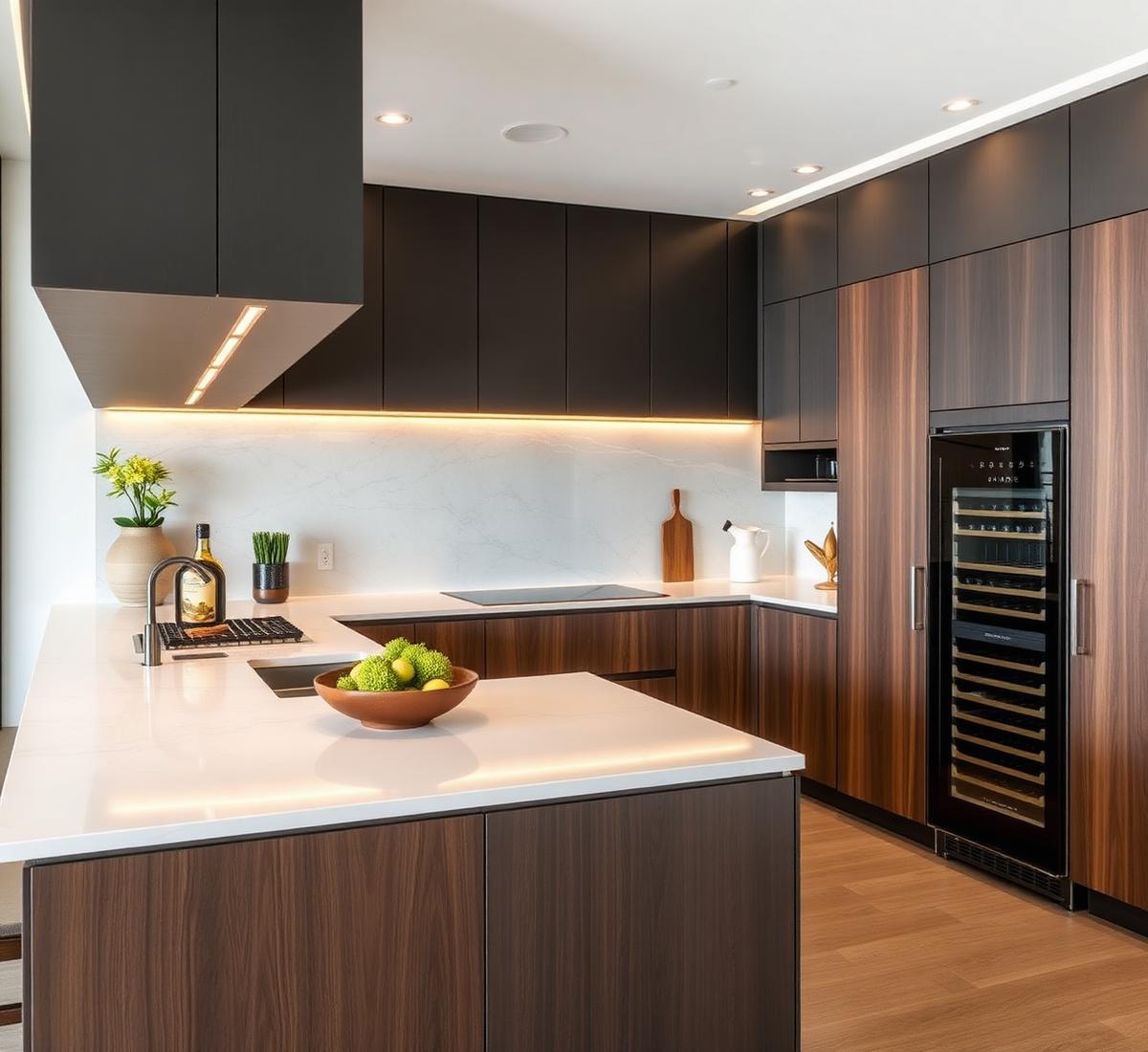 Kitchen set Walnut Atelier di Boyolali — Walnut veneer · Quartz